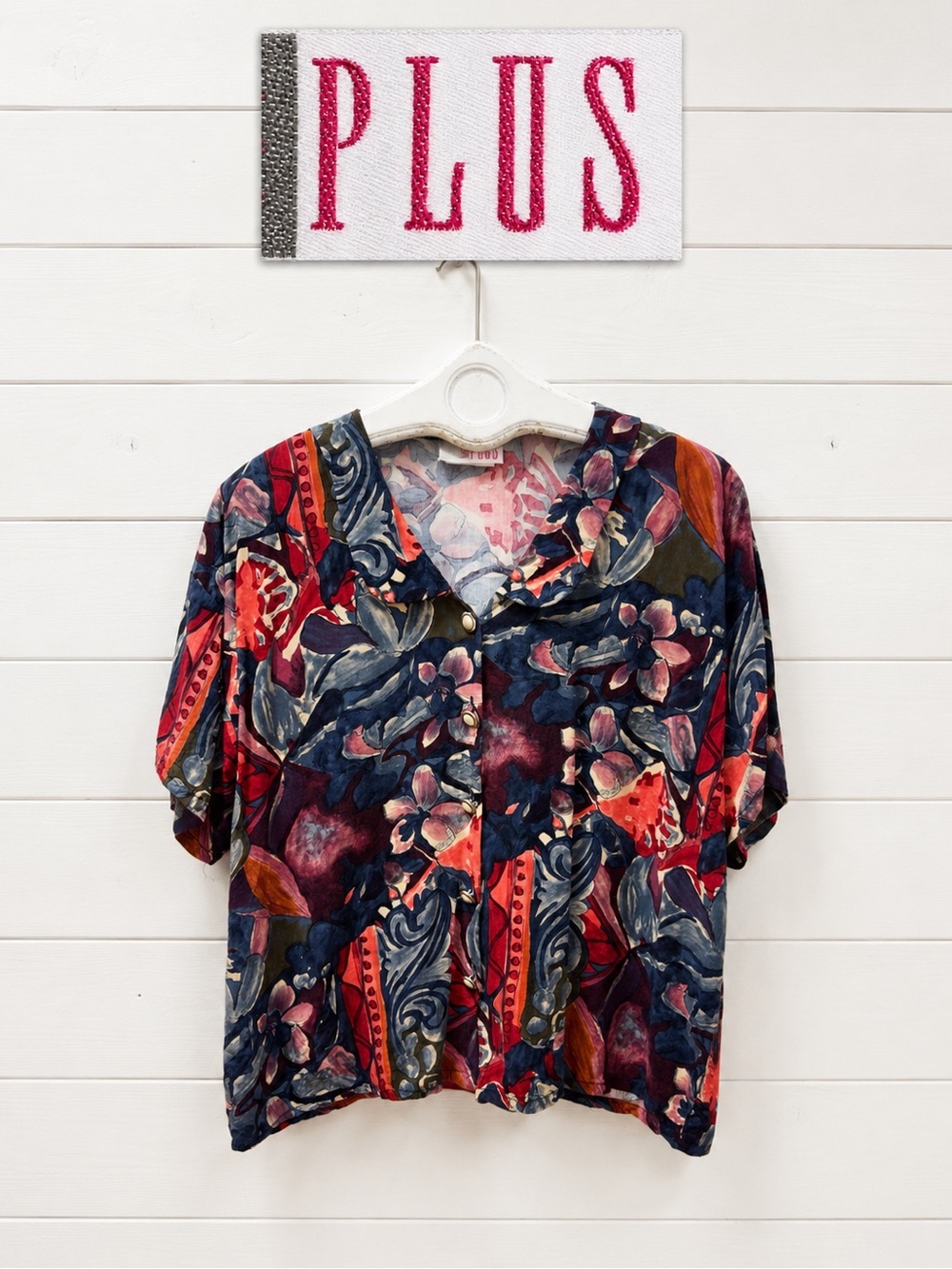 Lady Plus Vintage 80s Floral Blouse – Multicolour – Size 44